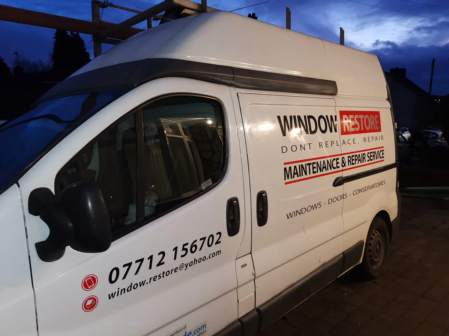 The Window Restore van, signwritten 'Don't replace, repair'